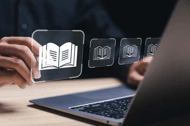 elibrary-concept-person-use-laptop-260nw-2413785299